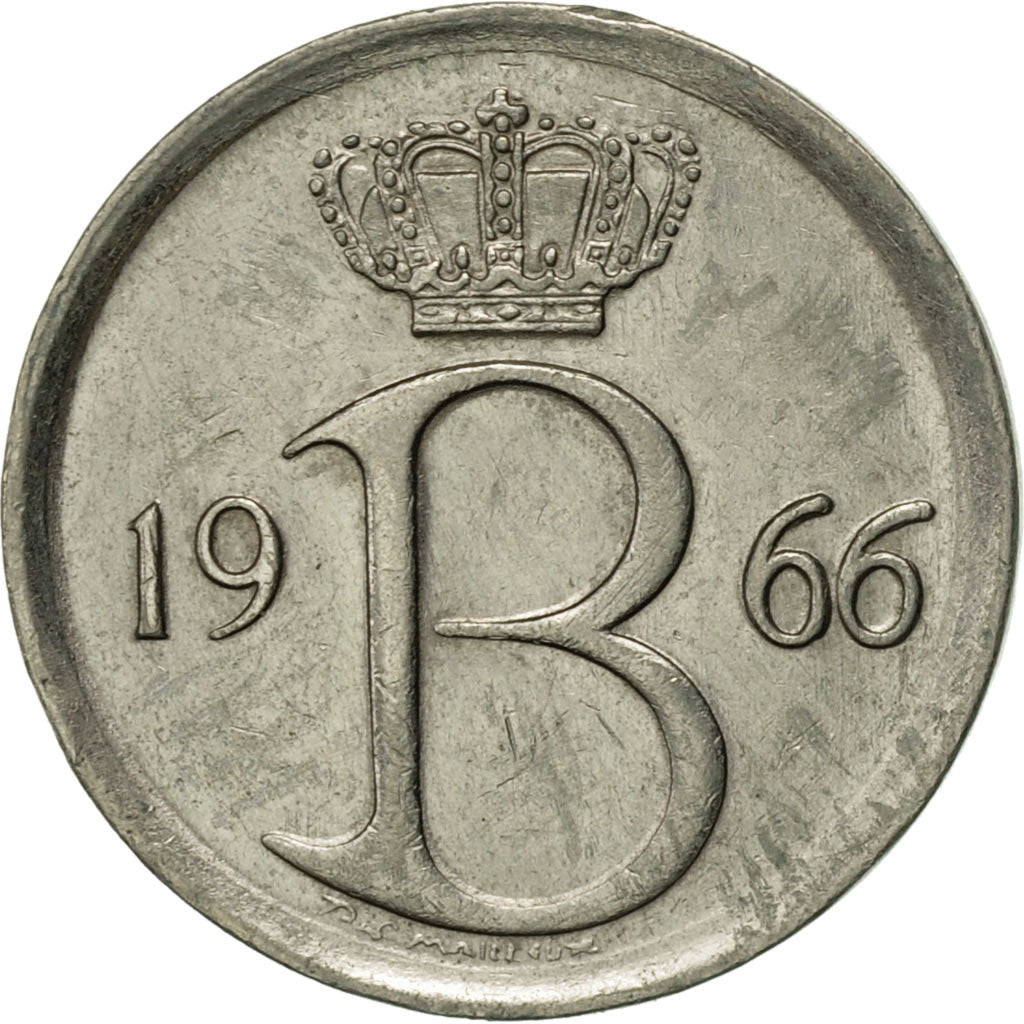 Coin, Belgium, 25 Centimes, 1966, Brussels, AU(50-53), Copper-nickel, KM:153.1