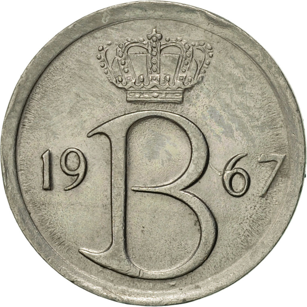 Belgium, 25 Centimes, 1967, Brussels, AU(50-53), Copper-nickel, KM:154.1