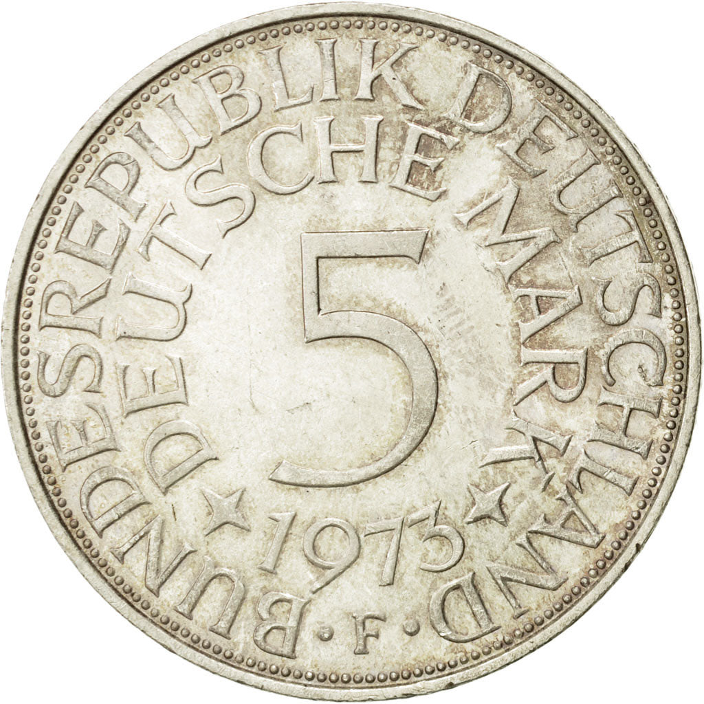 Coin, GERMANY - FEDERAL REPUBLIC, 5 Mark, 1973, Stuttgart, AU(50-53), Silver