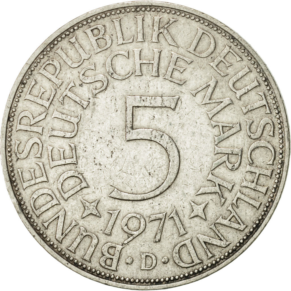 Coin, GERMANY - FEDERAL REPUBLIC, 5 Mark, 1971, Munich, AU(50-53), Silver