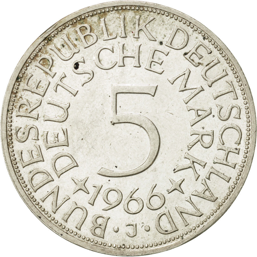 Coin, GERMANY - FEDERAL REPUBLIC, 5 Mark, 1966, Hambourg, AU(50-53), Silver