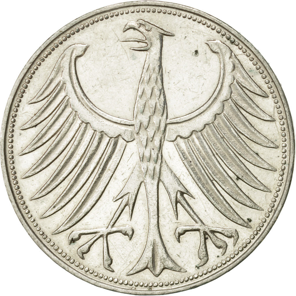 Coin, GERMANY - FEDERAL REPUBLIC, 5 Mark, 1965, Karlsruhe, AU(50-53), Silver