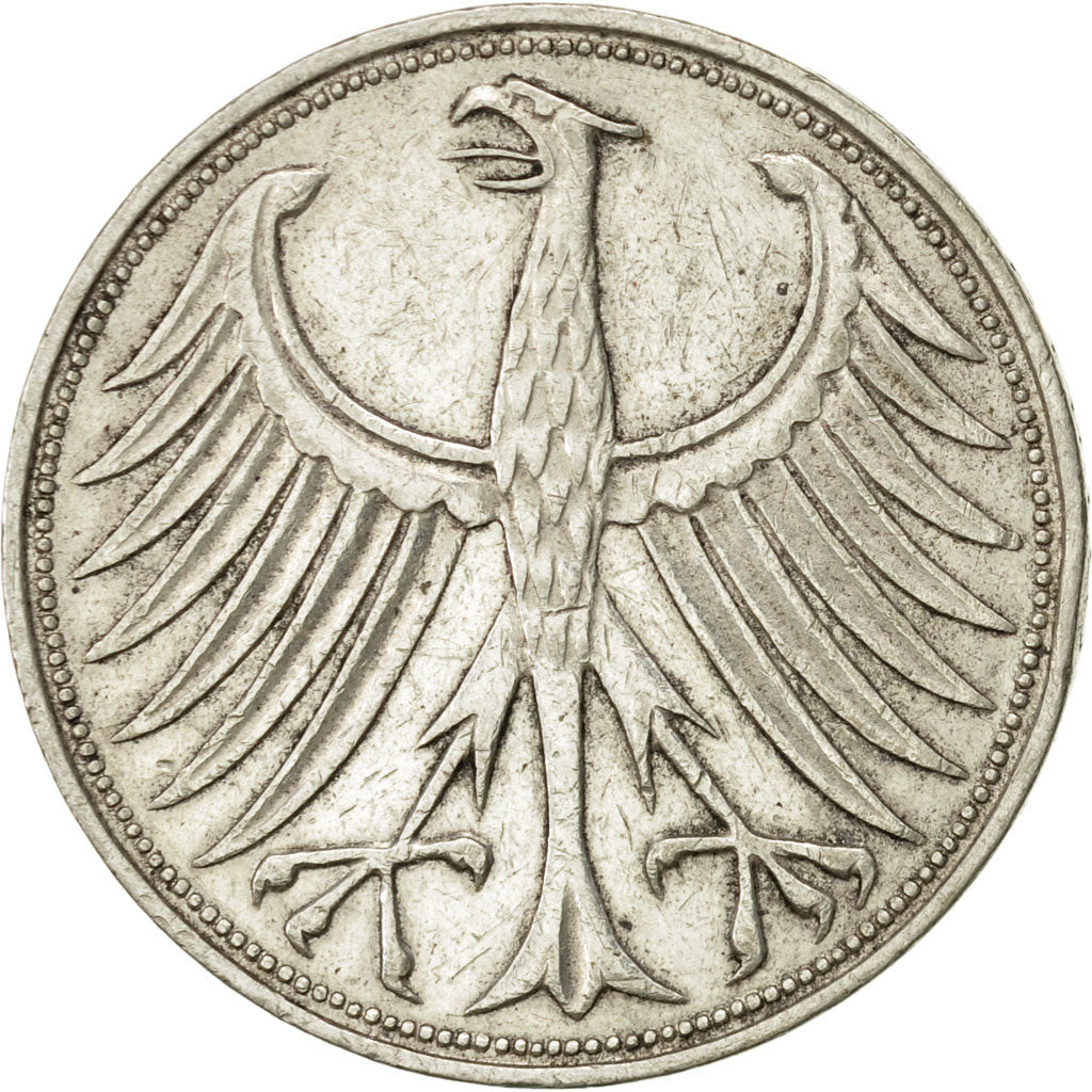 Coin, GERMANY - FEDERAL REPUBLIC, 5 Mark, 1964, Hambourg, EF(40-45), Silver
