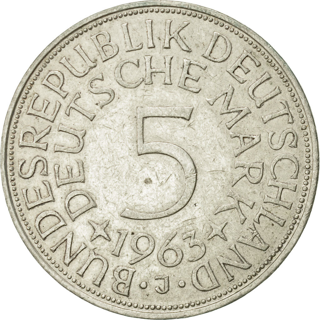 Münze, Bundesrepublik Deutschland, 5 Mark, 1963, Hambourg, SS+, Silber