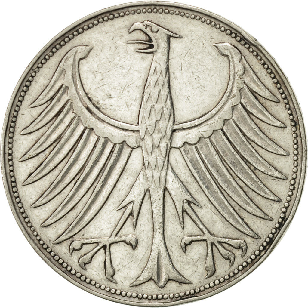 Coin, GERMANY - FEDERAL REPUBLIC, 5 Mark, 1957, Stuttgart, AU(50-53), Silver