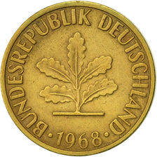 Bundesrepublik Deutschland, 5 Pfennig, 1968, Stuttgart, SS+, Brass Clad Steel
