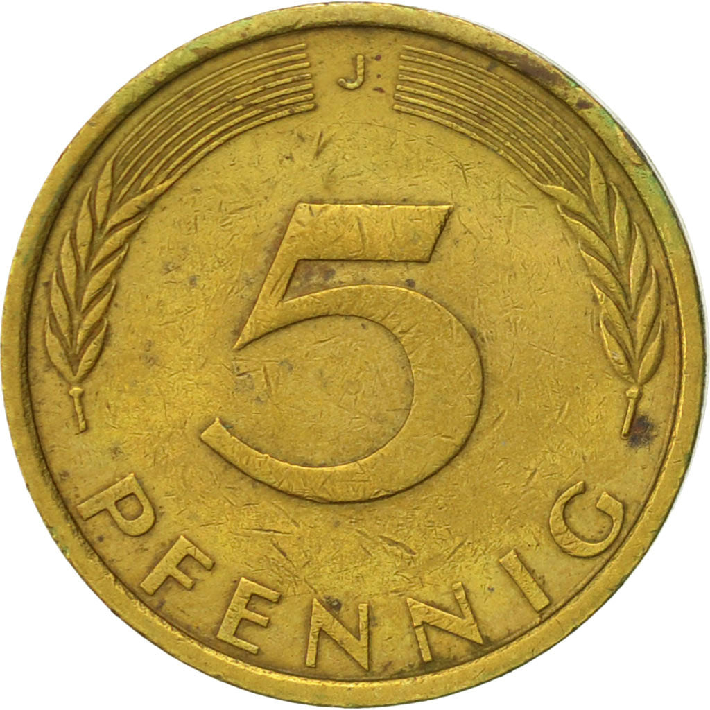Coin, GERMANY - FEDERAL REPUBLIC, 5 Pfennig, 1973, Hambourg, AU(50-53), Brass