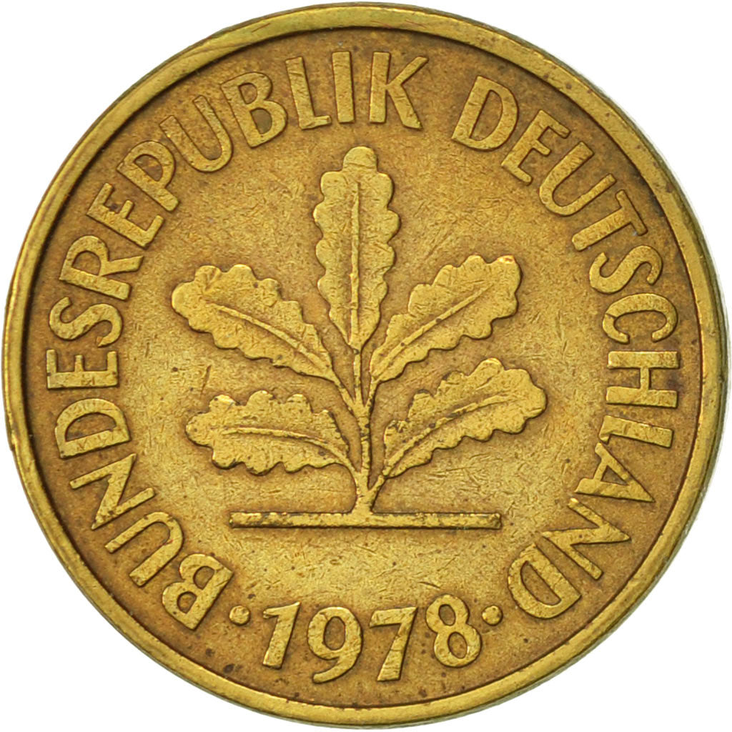 Coin, GERMANY - FEDERAL REPUBLIC, 5 Pfennig, 1978, Munich, AU(50-53), Brass Clad