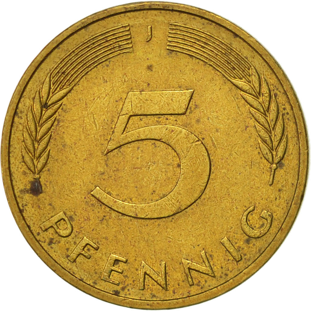 Coin, GERMANY - FEDERAL REPUBLIC, 5 Pfennig, 1984, Hambourg, AU(50-53), Brass