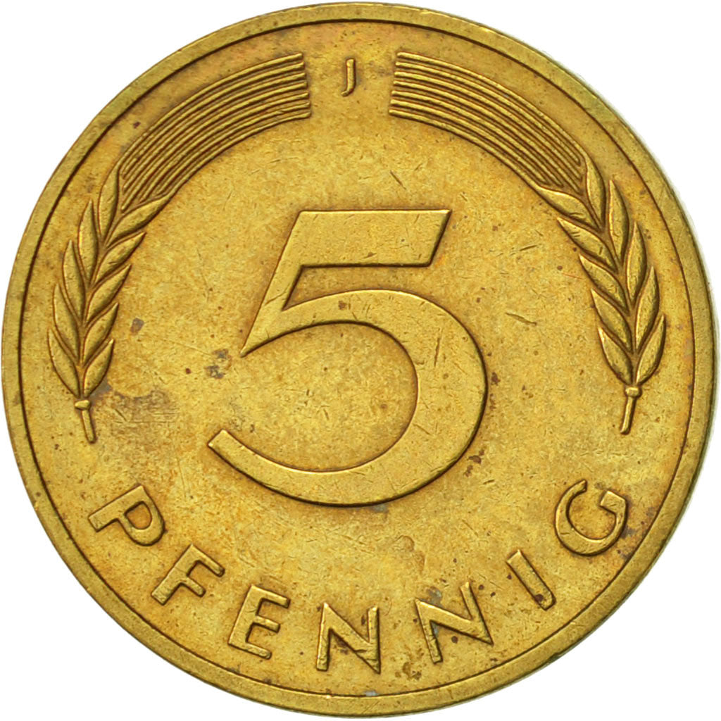 Coin, GERMANY - FEDERAL REPUBLIC, 5 Pfennig, 1985, Hambourg, AU(50-53), Brass