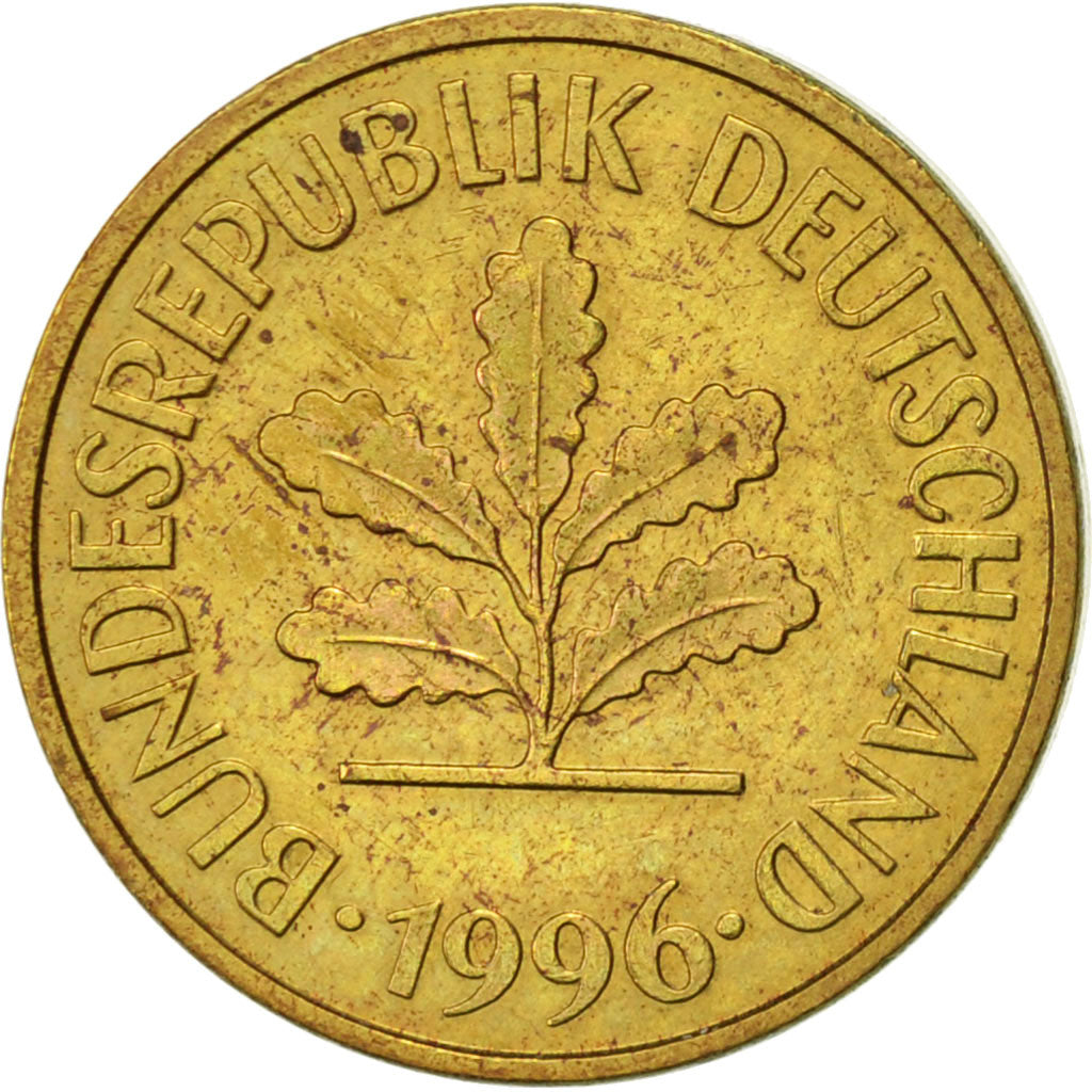 Moneta, GERMANIA - REPUBBLICA FEDERALE, 5 Pfennig, 1996, Karlsruhe, BB+, Acciaio