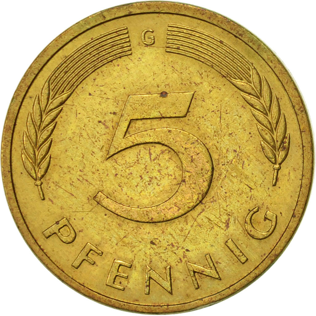 Moneta, GERMANIA - REPUBBLICA FEDERALE, 5 Pfennig, 1996, Karlsruhe, BB+, Acciaio