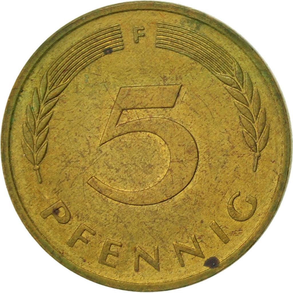 Moneda, ALEMANIA - REPÚBLICA FEDERAL, 5 Pfennig, 1993, Stuttgart, MBC, Latón