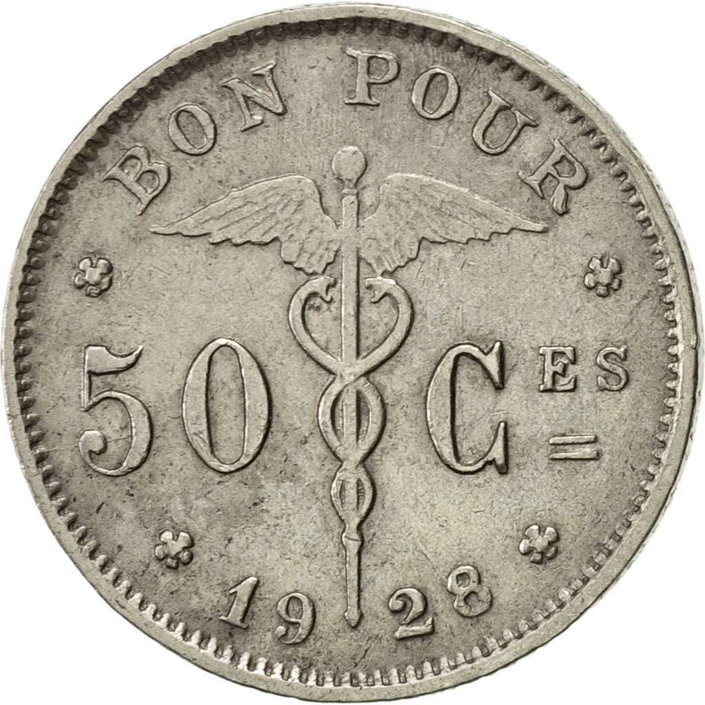Coin, Belgium, 50 Centimes, 1928, AU(50-53), Nickel, KM:87
