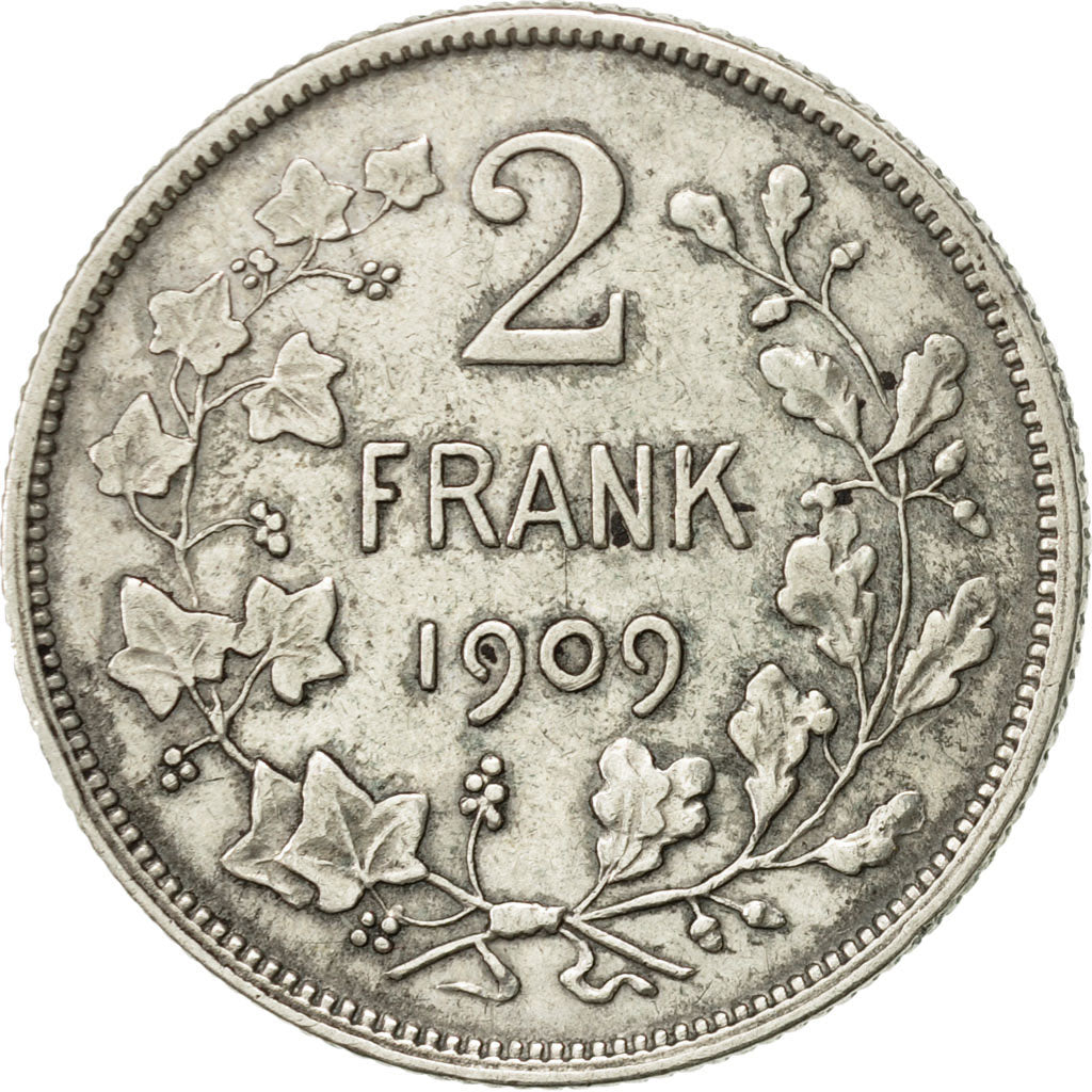 Coin, Belgium, 2 Francs, 2 Frank, 1909, EF(40-45), Silver, KM:59