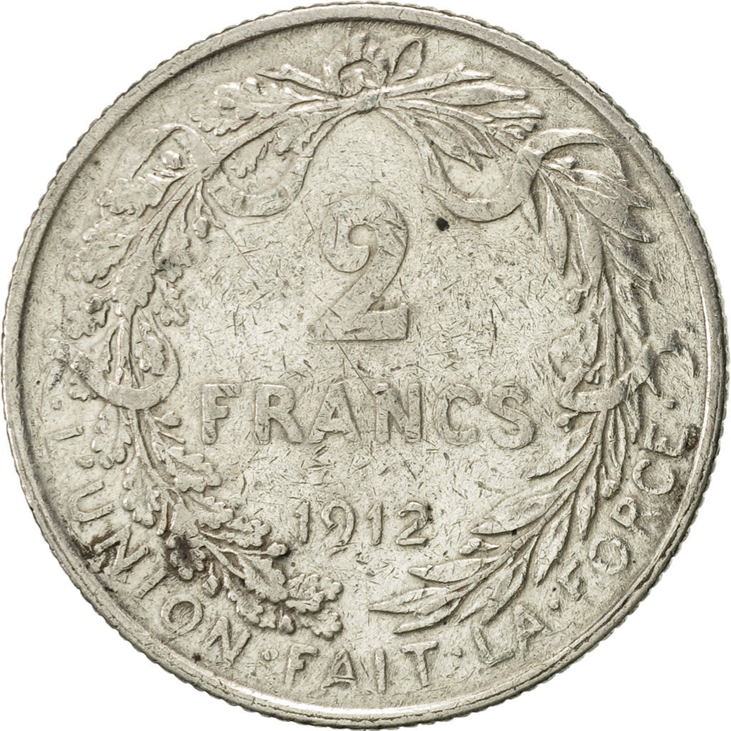 Coin, Belgium, 2 Francs, 2 Frank, 1912, EF(40-45), Silver, KM:74