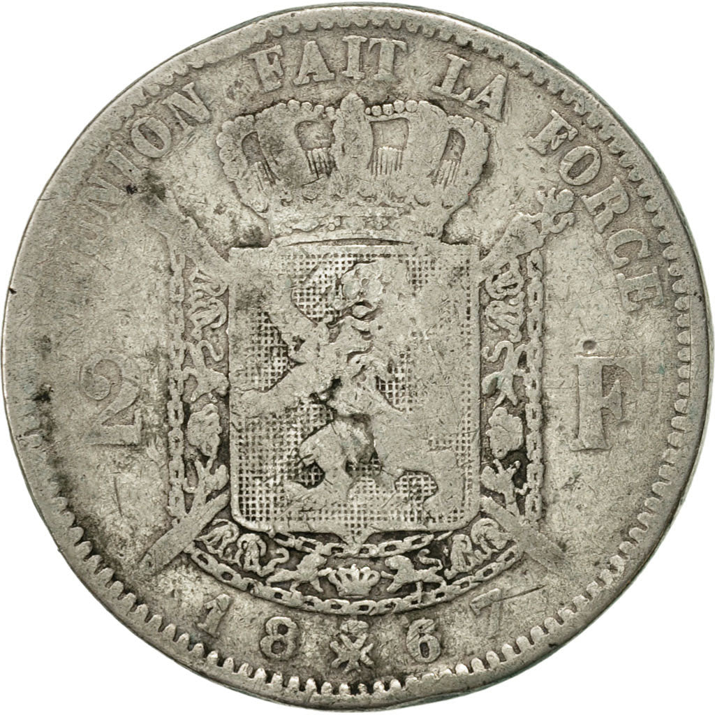 Münze, Belgien, Leopold II, 2 Francs, 2 Frank, 1867, S, Silber, KM:30.1