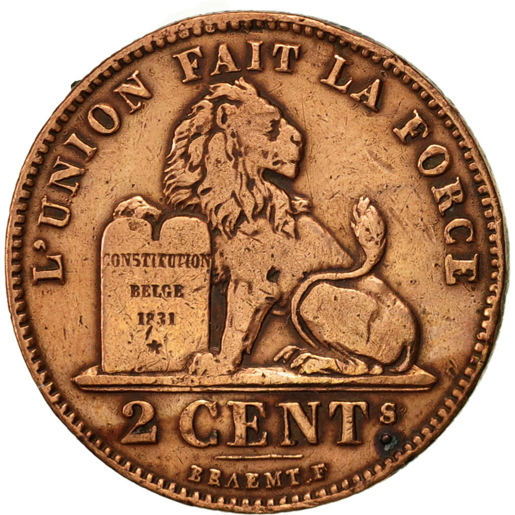Belgium, Albert I, 2 Centimes, 1914, VF(20-25), Copper, KM:64