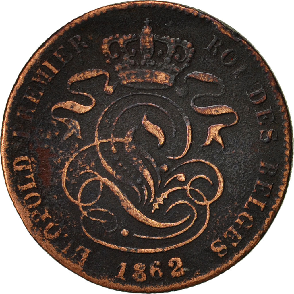 Coin, Belgium, Leopold I, 2 Centimes, 1862, VF(20-25), Copper, KM:4.2