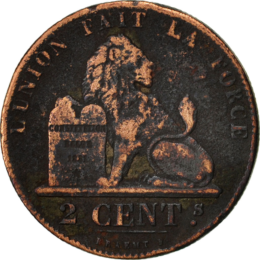 Coin, Belgium, Leopold I, 2 Centimes, 1862, VF(20-25), Copper, KM:4.2