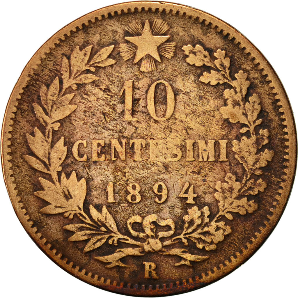 Italy, Umberto I, 10 Centesimi, 1894, Rome, VF(20-25), Copper, KM:27.2