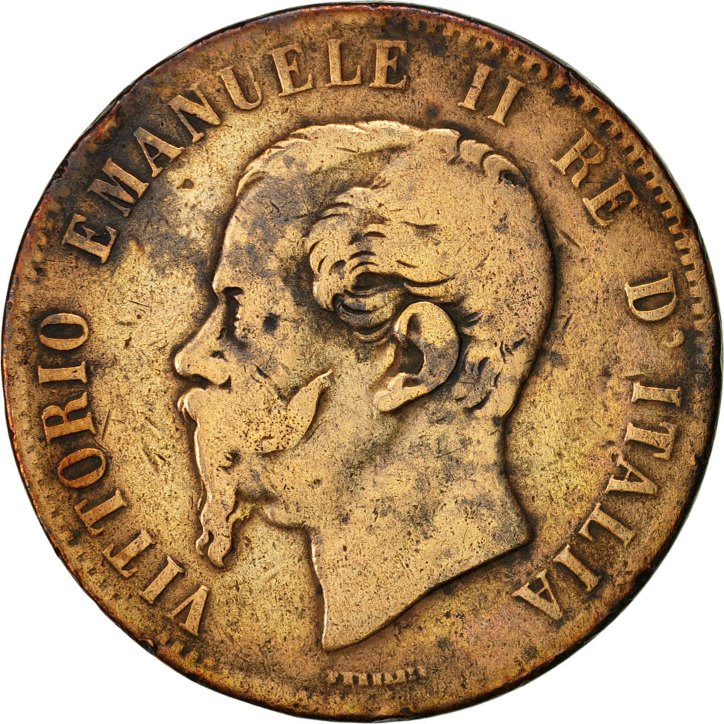 Moneta, Włochy, Vittorio Emanuele II, 10 Centesimi, 1867, Naples, VF(20-25)