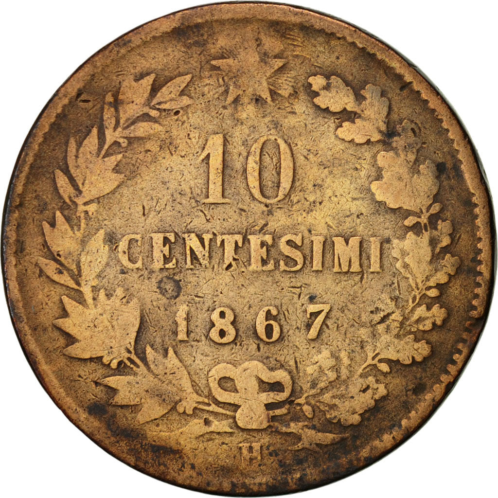 Moneta, Włochy, Vittorio Emanuele II, 10 Centesimi, 1867, Birmingham