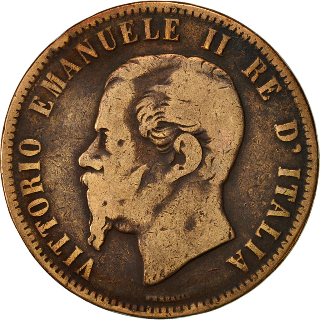 Monnaie, Italie, Vittorio Emanuele II, 10 Centesimi, 1862, TB, Cuivre, KM:11.2