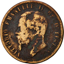 Moneta, Italia, Vittorio Emanuele II, 10 Centesimi, 1866, Milan, B+, Rame