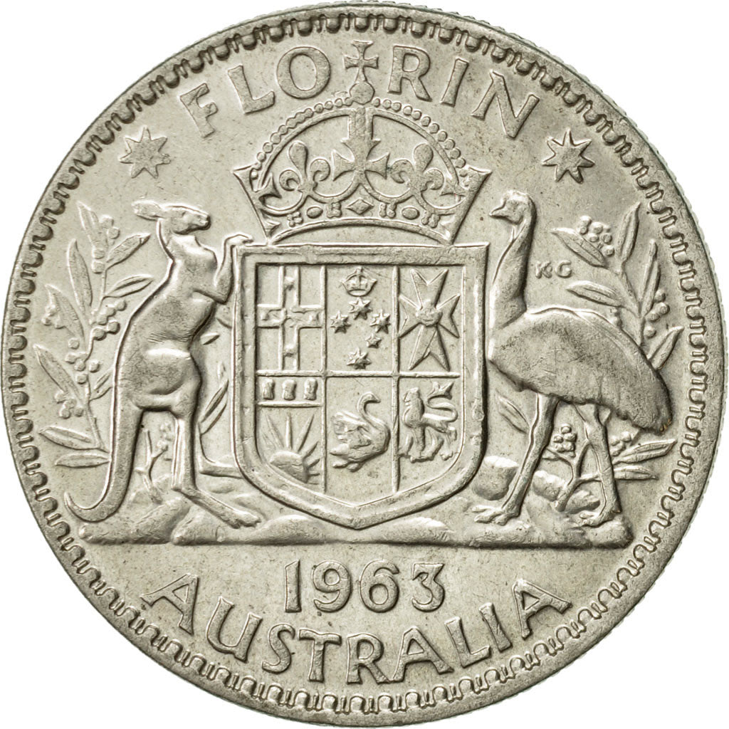Coin, Australia, Elizabeth II, Florin, 1963, Melbourne, AU(50-53), Silver, KM:60