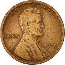 Coin, United States, Lincoln Cent, Cent, 1919, U.S. Mint, Philadelphia