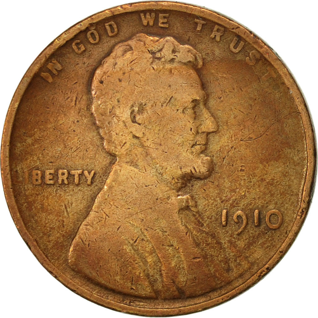 Coin, United States, Lincoln Cent, Cent, 1910, U.S. Mint, Philadelphia