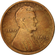Monnaie, États-Unis, Lincoln Cent, Cent, 1910, U.S. Mint, Philadelphie, TB+