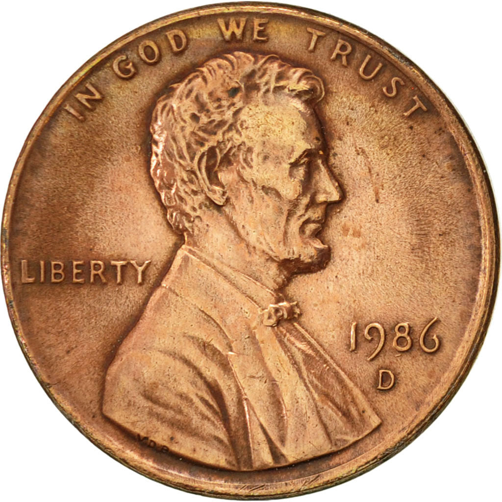 Coin, United States, Lincoln Cent, Cent, 1986, U.S. Mint, Denver, AU(50-53)