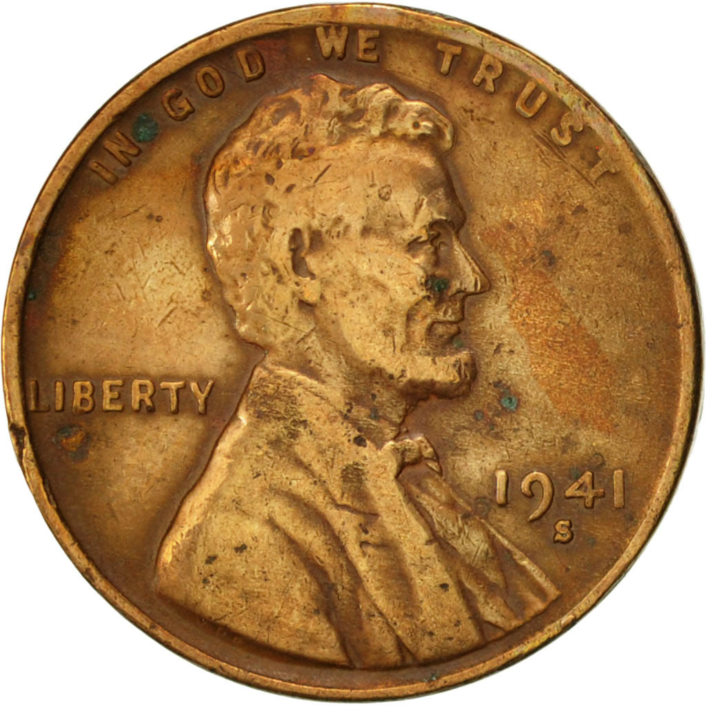 Coin, United States, Lincoln Cent, Cent, 1941, U.S. Mint, San Francisco