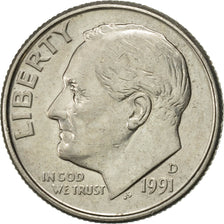 Coin, United States, Roosevelt Dime, Dime, 1991, U.S. Mint, Denver, AU(50-53)
