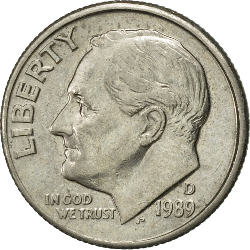 Munten, Verenigde Staten, Roosevelt Dime, Dime, 1989, U.S. Mint, Denver, ZF+