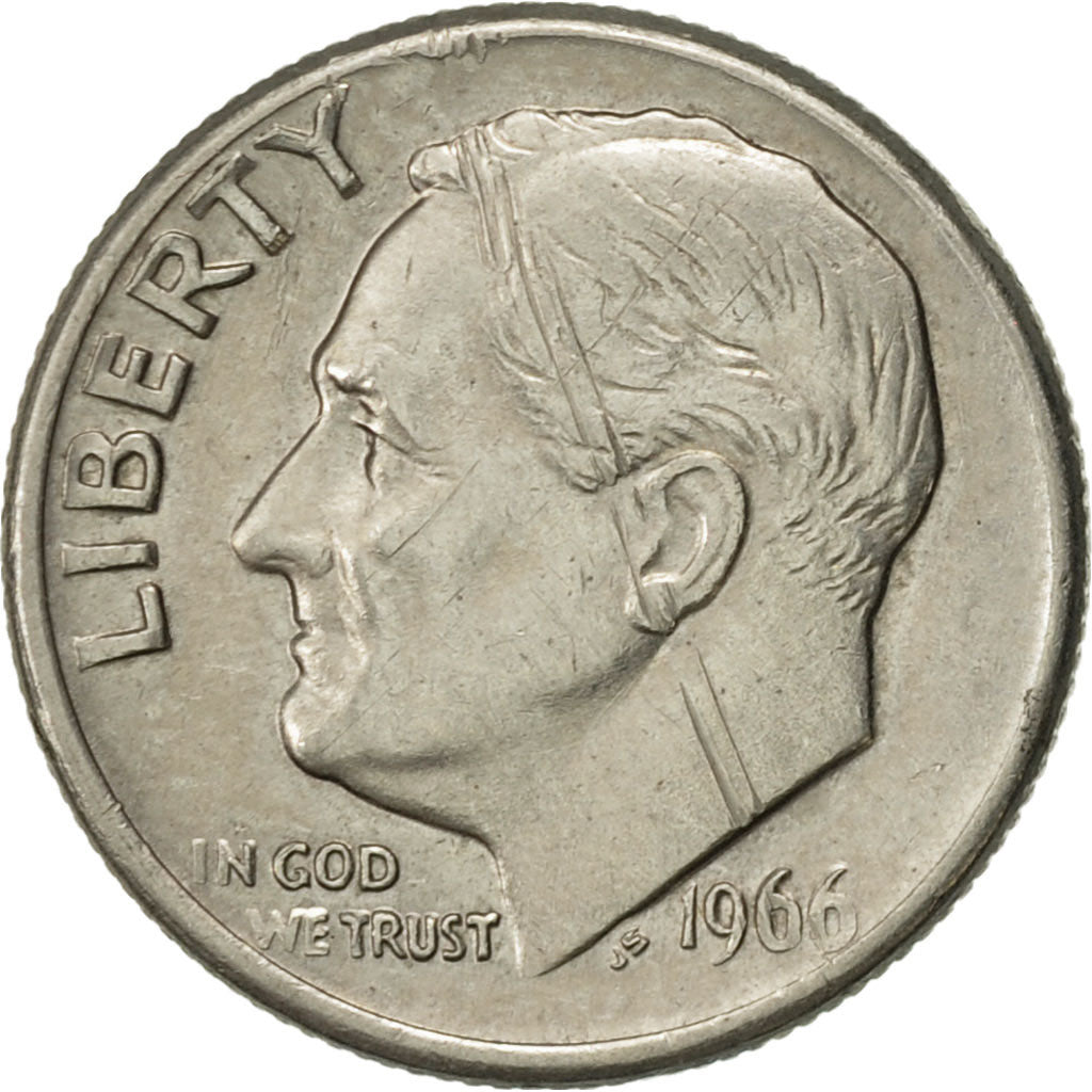 Coin, United States, Roosevelt Dime, Dime, 1966, U.S. Mint, Philadelphia