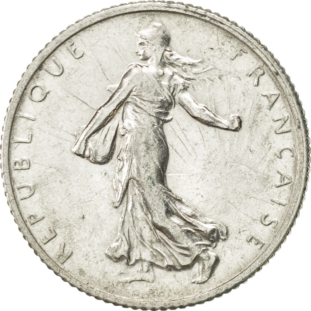 Francia, Semeuse, Franc, 1918, Paris, MBC+, Plata, KM:844.1, Gadoury:467