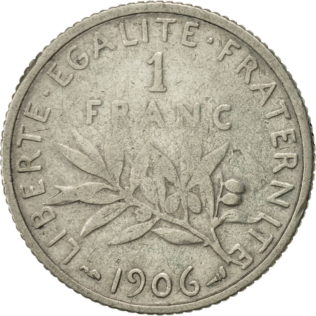 Monnaie, France, Semeuse, Franc, 1906, Paris, TB, Argent, KM:844.1, Gadoury:467