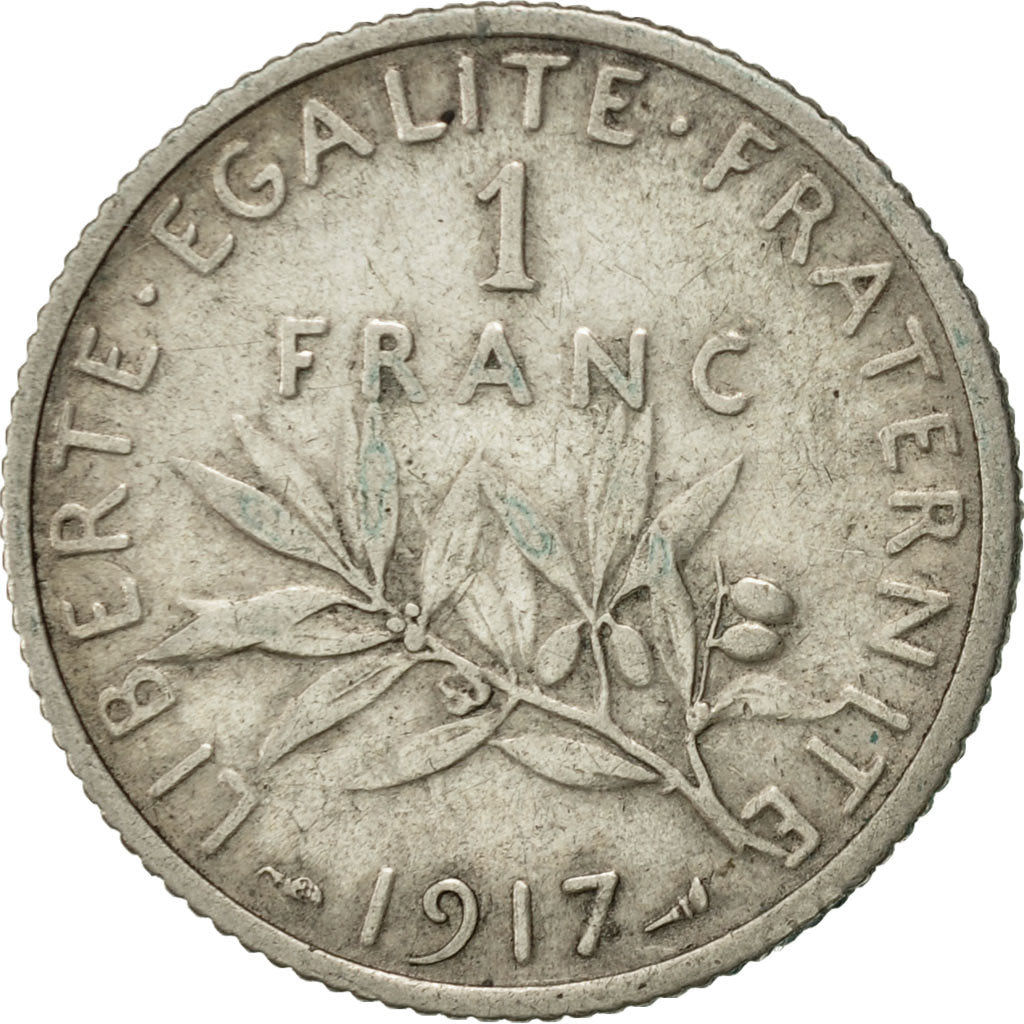 Coin, France, Semeuse, Franc, 1917, Paris, EF(40-45), Silver, KM:844.1