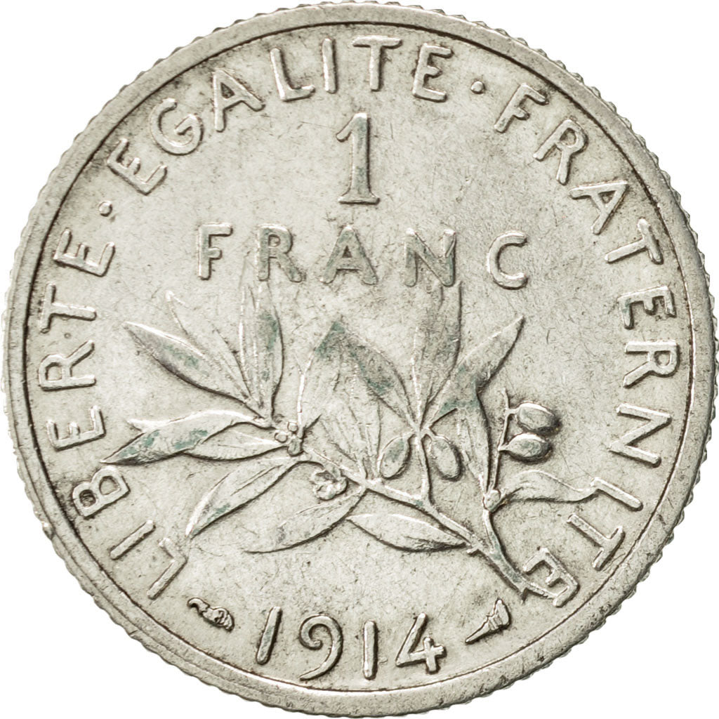 France, Semeuse, Franc, 1914, Paris, EF(40-45), Silver, KM:844.1, Gadoury:467