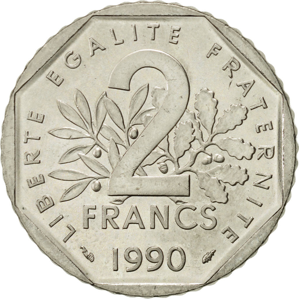 Münze, Frankreich, Semeuse, 2 Francs, 1990, Paris, VZ, Nickel, KM:942.1