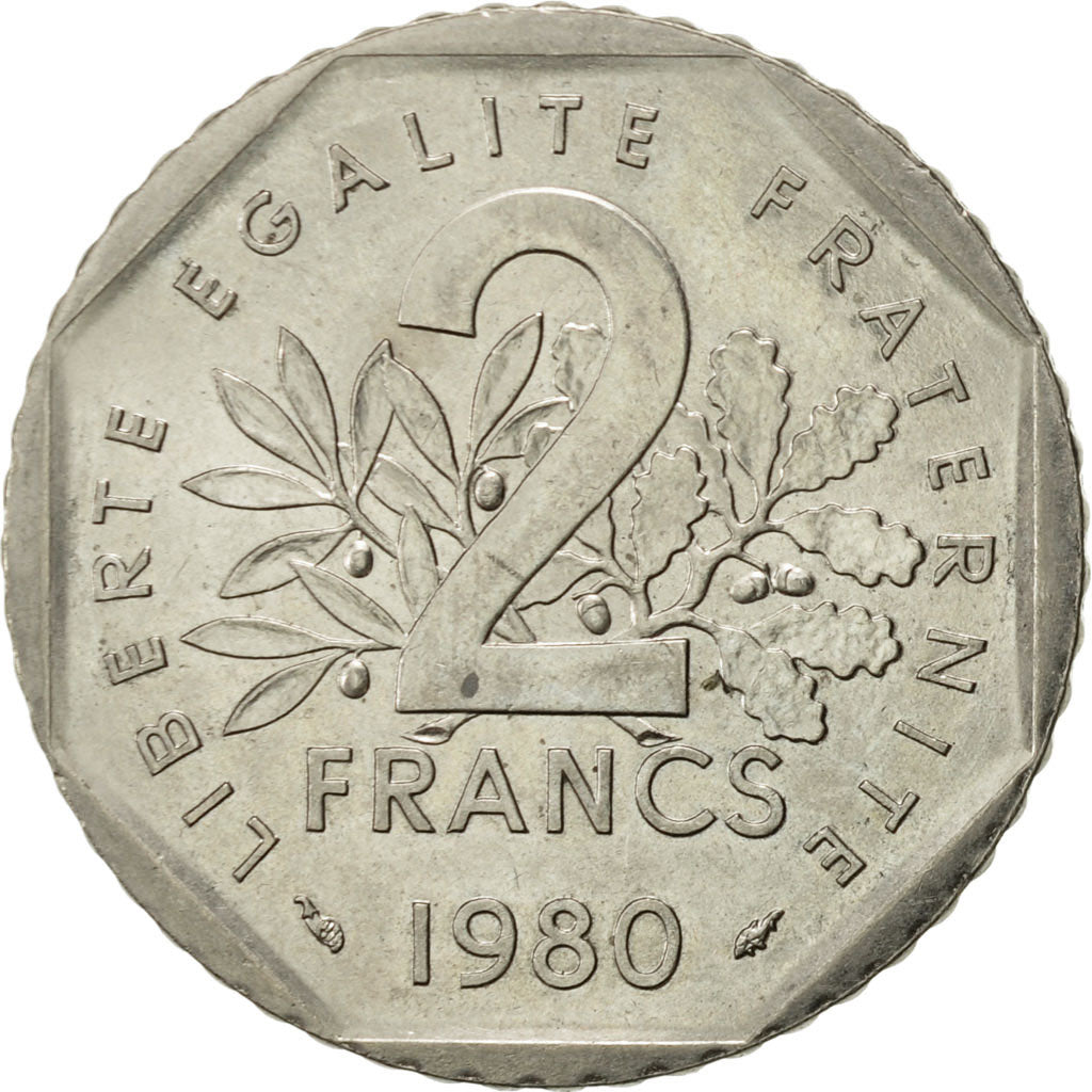 Coin, France, Semeuse, 2 Francs, 1980, Paris, AU(55-58), Nickel, KM:942.1