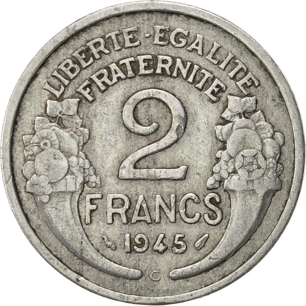 Coin, France, Morlon, 2 Francs, 1945, Castelsarrasin, EF(40-45), Aluminum