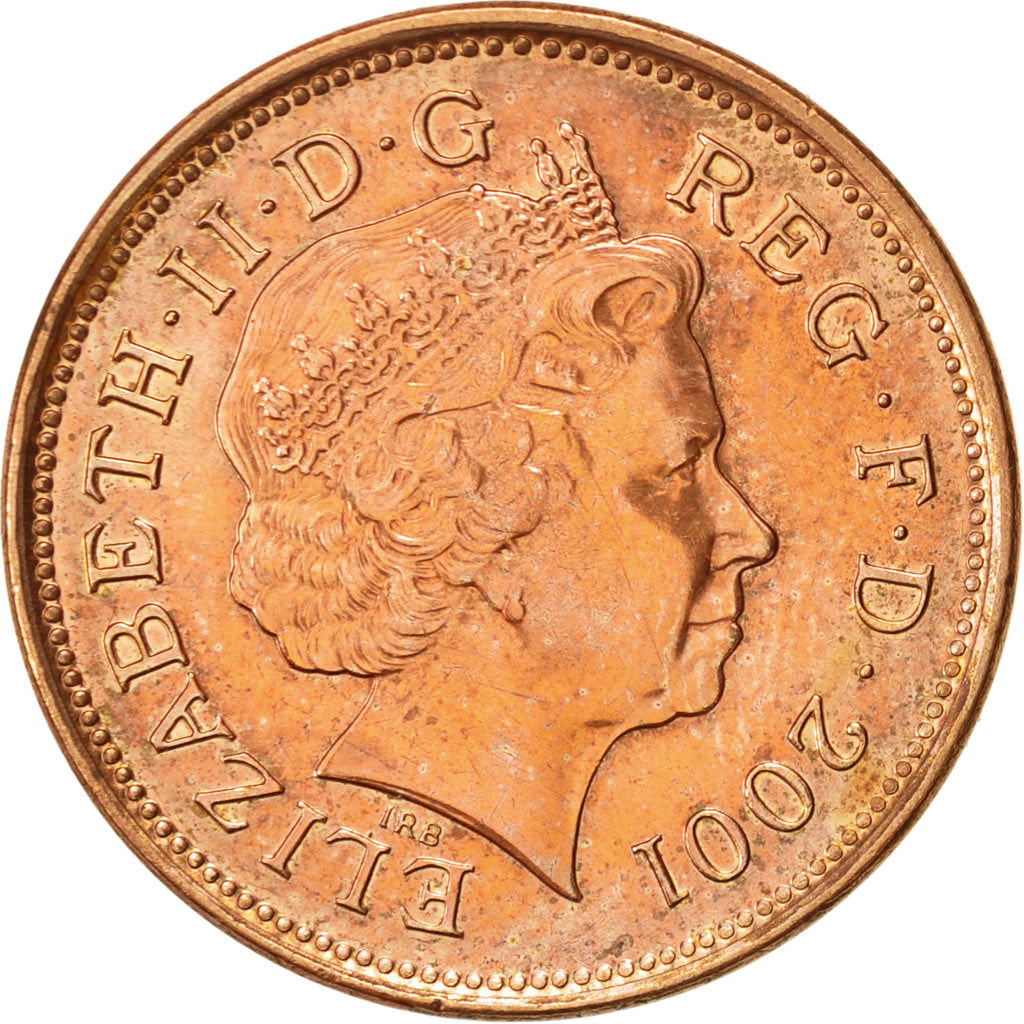 Coin, Great Britain, Elizabeth II, 2 Pence, 2001, EF(40-45), Copper Plated