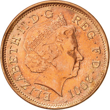 Coin, Great Britain, Elizabeth II, 2 Pence, 2001, EF(40-45), Copper Plated