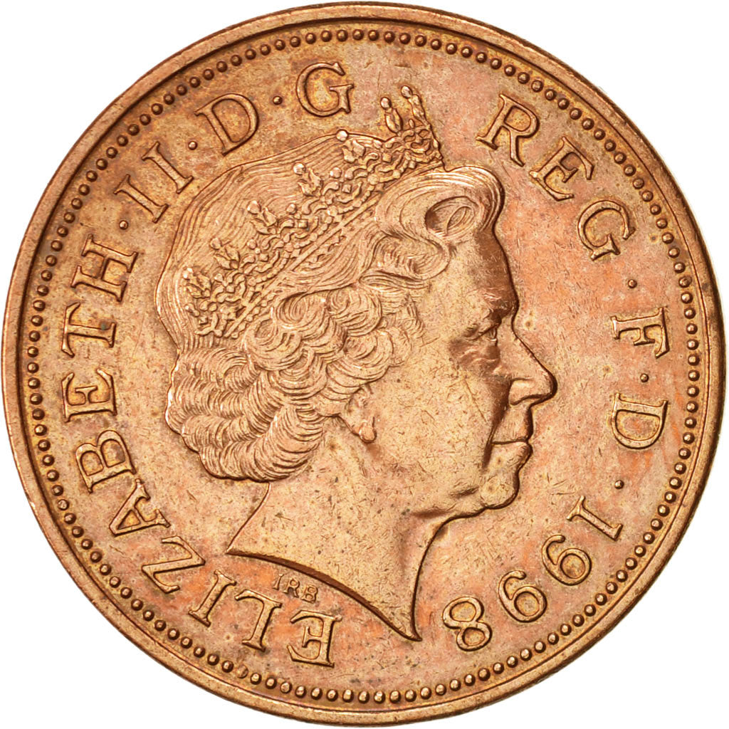 Coin, Great Britain, Elizabeth II, 2 Pence, 1998, EF(40-45), Copper Plated