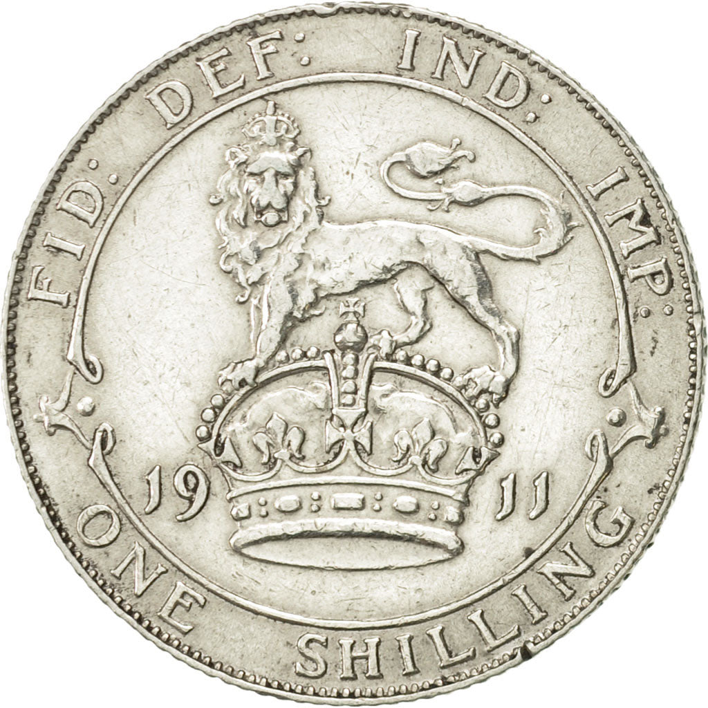 Great Britain, George V, Shilling, 1911, AU(55-58), Silver, KM:816