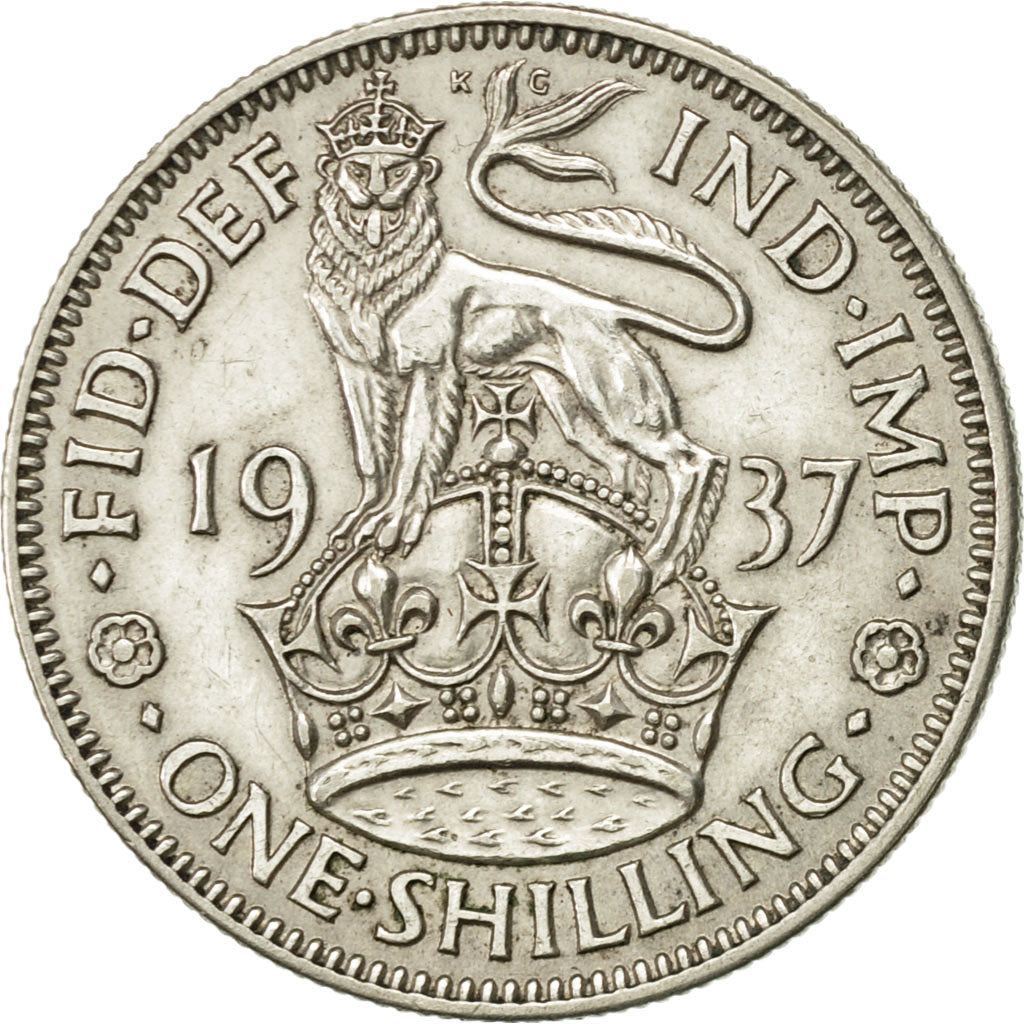 Great Britain, George VI, Shilling, 1937, AU(50-53), Silver, KM:853